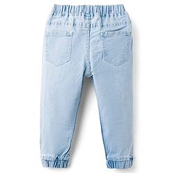 Babyhug Denim Full Length Washed Joggers with Stretch - Navy Blue
