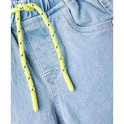 Babyhug Denim Full Length Washed Joggers with Stretch - Navy Blue