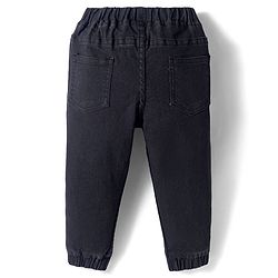Babyhug Denim Full Length Washed Joggers with Stretch - Navy Blue