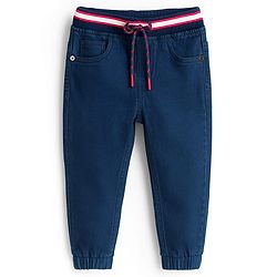 Babyhug Denim Full Length Washed Jogger - Navy Blue