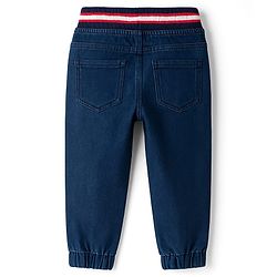 Babyhug Denim Full Length Washed Jogger - Navy Blue