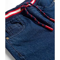 Babyhug Denim Full Length Washed Jogger - Navy Blue