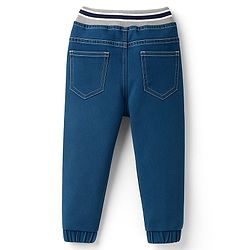 Babyhug Denim Full Length Washed Jogger - Navy Blue