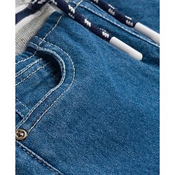 Babyhug Denim Full Length Washed Jogger - Navy Blue