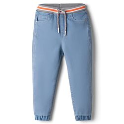 Babyhug Denim Full Length Washed Jogger - Navy Blue