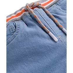 Babyhug Denim Full Length Washed Jogger - Navy Blue