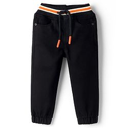 Babyhug Denim Full Length Washed Jogger - Navy Blue