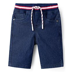 Babyhug Cotton Denim Knee Length Washed Jamaican - Navy Blue