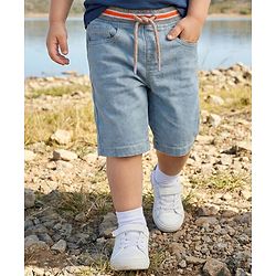 Babyhug Cotton Denim Knee Length Washed Jamaican - Navy Blue