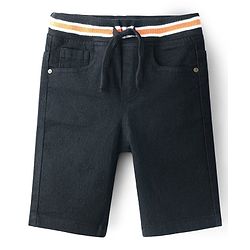 Babyhug Cotton Denim Knee Length Washed Jamaican - Navy Blue