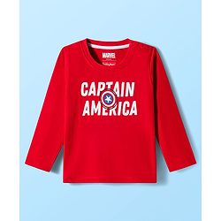 Babyhug Marvel Single Jersey Knit Full Sleeves T-Shirts with Avengers & Captain America Graphic Pack of 3 - Red Navy Blue & White