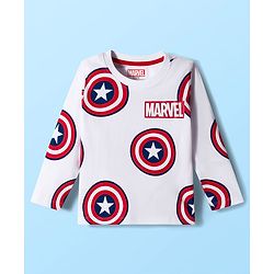 Babyhug Marvel Single Jersey Knit Full Sleeves T-Shirts with Avengers & Captain America Graphic Pack of 3 - Red Navy Blue & White