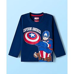 Babyhug Marvel Single Jersey Knit Full Sleeves T-Shirts with Avengers & Captain America Graphic Pack of 3 - Red Navy Blue & White
