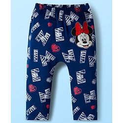 Babyhug Disney Interlock Knit Full Length Diaper Leggings With Minnie Mouse Family Graphics Pack Of 3 - Red Navy Blue & White