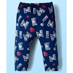 Babyhug Disney Interlock Knit Full Length Diaper Leggings With Minnie Mouse Family Graphics Pack Of 3 - Red Navy Blue & White