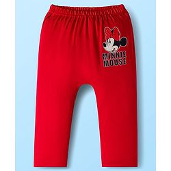 Babyhug Disney Interlock Knit Full Length Diaper Leggings With Minnie Mouse Family Graphics Pack Of 3 - Red Navy Blue & White