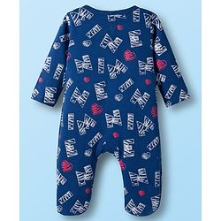 Babyhug Disney Interlock Knit Full Sleeves Footed Sleepsuit With Minnie Mouse Print Pack Of 2 - Navy Blue & White