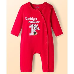 Babyhug Disney Inyterlock Knit Full Sleeves Front Open Rompers with Minnie Mouse Graphics Pack of 3 - Red White & Blue