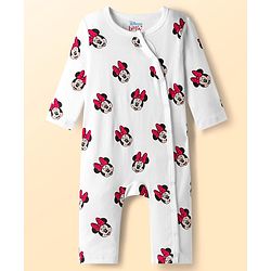 Babyhug Disney Inyterlock Knit Full Sleeves Front Open Rompers with Minnie Mouse Graphics Pack of 3 - Red White & Blue