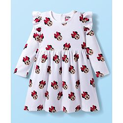 Babyhug Disney Single Jersey Knit Full Sleeves Frock With Minnie Mouse Print Pack Of 2 - Navy Blue & White