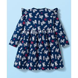 Babyhug Disney Single Jersey Knit Full Sleeves Frock With Minnie Mouse Print Pack Of 2 - Navy Blue & White
