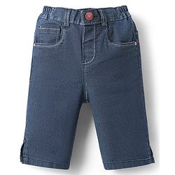 Babyhug Washed Denim Capri With Stratch - Navy Blue