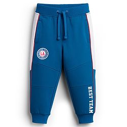 Babyhug Terry Knit Full Length Lounge Pant With Text Print - Blue