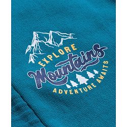 Babyhug French Terry Knit Full Length Lounge Pant With Text Print - Teal Blue