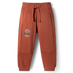 Babyhug French Terry Knit Full Length Lounge Pant with Mountain Print - Rust Orange