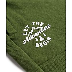 Babyhug French Terry Knit Full Length Lounge Pant With Text Print - Green