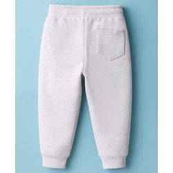 Babyhug French Terry Knit Full Length Lounge Pant With Star Embroidered - Grey