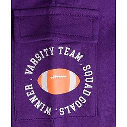 Babyhug French Terry Knit Full Length Lounge Pant With Text Print - Purple