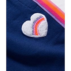 Babyhug French Terry Knit Full Length Lounge Pant With Heart Embriodery - Navy Blue