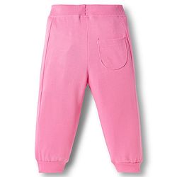 Babyhug French Terry Knit Full Length Lounge Pant with Heart Design - Pink