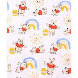 Babyhug Disney 100% Cotton Muslin 3 Layered Baby Blanket Winnie The Pooh Print| Soft Breathable Fabric| Gentle of Baby Skin| Comfortable Warm & Soothing| Machine washable| New Born Gifting Option
