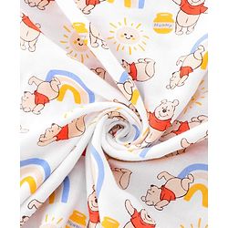 Babyhug Disney 100% Cotton Muslin 3 Layered Baby Blanket Winnie The Pooh Print| Soft Breathable Fabric| Gentle of Baby Skin| Comfortable Warm & Soothing| Machine washable| New Born Gifting Option