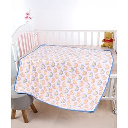 Babyhug Disney 100% Cotton Muslin 3 Layered Baby Blanket Winnie The Pooh Print| Soft Breathable Fabric| Gentle of Baby Skin| Comfortable Warm & Soothing| Machine washable| New Born Gifting Option