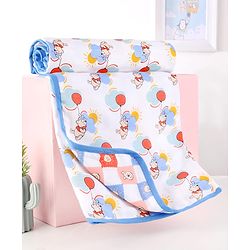 Babyhug Disney 100% Cotton Muslin 3 Layered Baby Blanket Winnie The Pooh Print| Soft Breathable Fabric| Gentle of Baby Skin| Comfortable Warm & Soothing| Machine washable| New Born Gifting Option