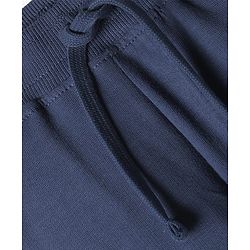 Babyhug Terry 100% Cotton Knit Full Length Text Printed Cut & Sew Lounge Pant With Embroidery - Navy Blue