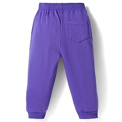 Babyhug French Terry Knit Full Length Lounge Pant With Text Print - Purple