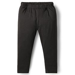 Babyhug Single Jersey Knit Full Length Solid Coloured Leggings - Black