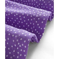Babyhug Cotton Knit Full Sleeves Polka Dot Printed Frock With Leggings & Floral Sling Bag - Purple
