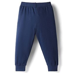 Babyhug Single Jersey Knit Full Length Lounge Pant with Let's Play Bro Text Print - Navy Blue