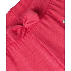 Babyhug Single Jersey Knit Full Length Lounge Pant with Bow Applique & Butterfly Print - Red