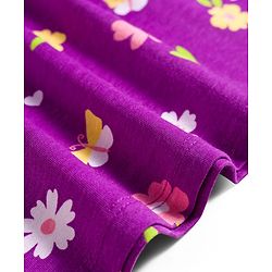 Babyhug Single Jersey Knit Half Sleeves Floral Printed Frocks with Bow Applique Pack of 2 - Pink & Purple
