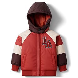 Babyhug Woven Full Raglan Sleeves Hooded Paaded Jacket with Patch Detailing - Brown