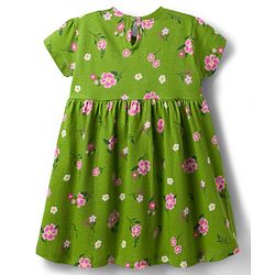 Babyhug Single Jersey Knit Half Sleeves Frocks With Floral Print Pack Of 2 - Yellow & Green