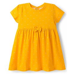 Babyhug Single Jersey Knit Half Sleeves Frocks With Floral Print Pack Of 2 - Yellow & Green