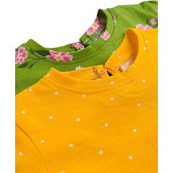 Babyhug Single Jersey Knit Half Sleeves Frocks With Floral Print Pack Of 2 - Yellow & Green
