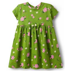 Babyhug Single Jersey Knit Half Sleeves Frocks With Floral Print Pack Of 2 - Yellow & Green